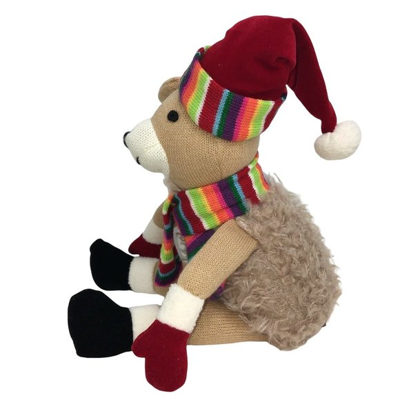 Gund Knit Plush Christmas Bear With Colorful Scarf Santa Hat 13" Stuffed Animal - Picture 5 of 12